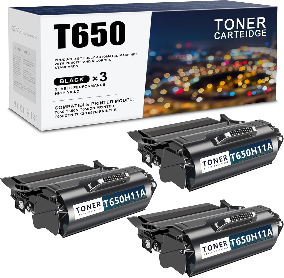 Compatible T650 Toner Cartridges 3 Pack Black U395