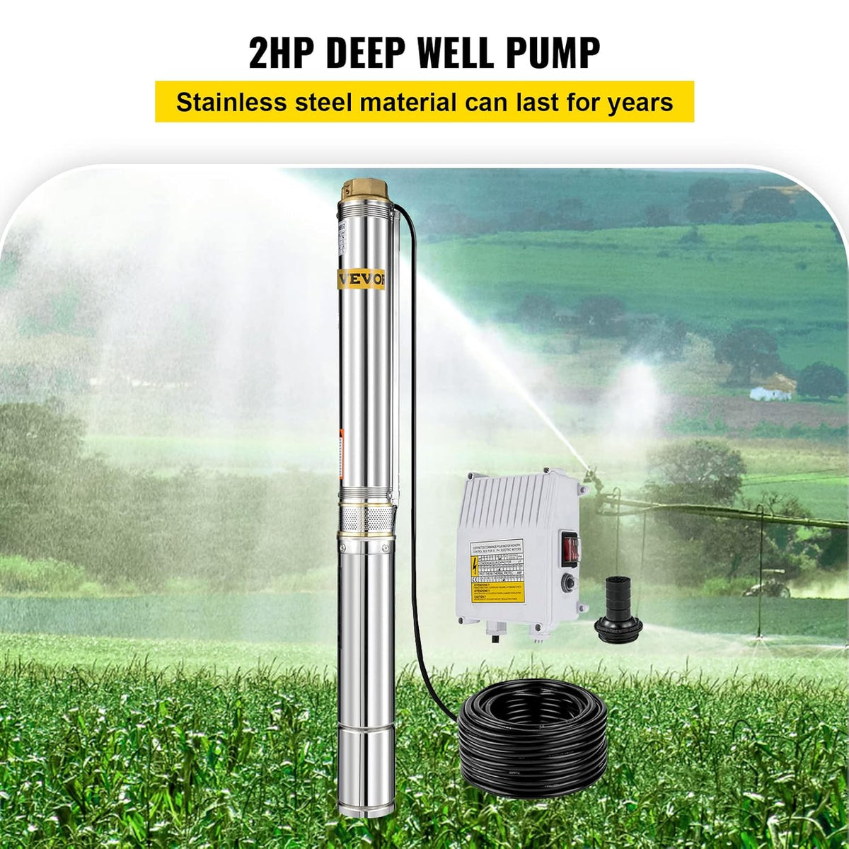 2 HP 220V Stainless Steel Submersible Well Pump G4319