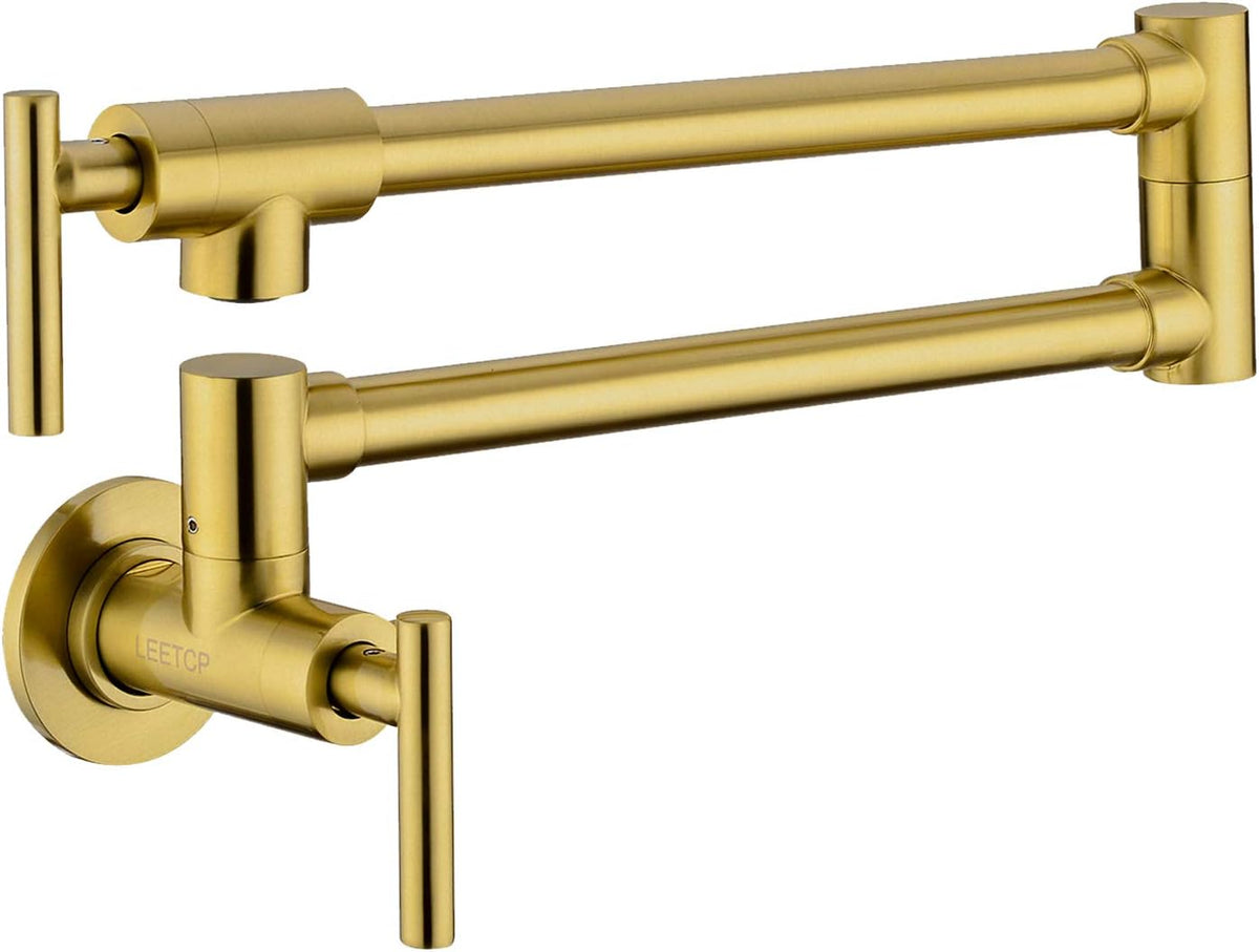 Brushed Gold Brass Pot Filler Faucet D414