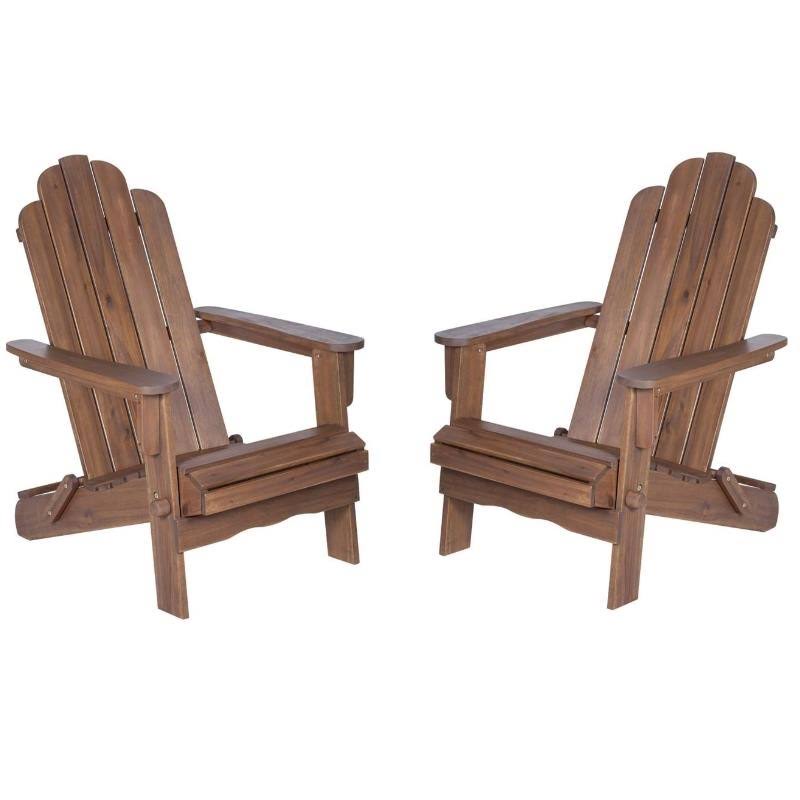 2 Piece Acacia Adirondack Chair Patio Set Dark Brown D985970