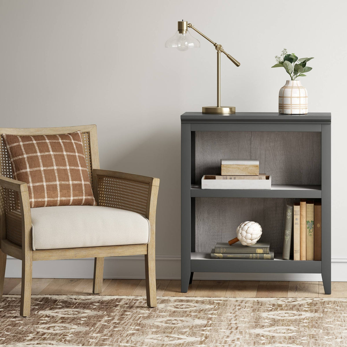 2 Shelf Bookcase, Gray, 36x22 F86307