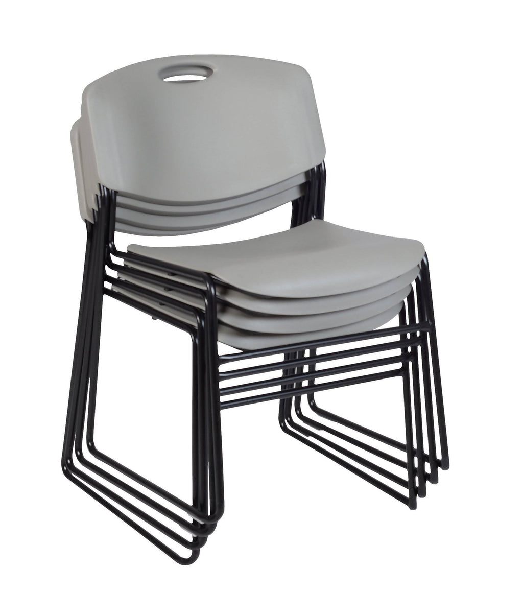 Maple Square Breakroom Table & 4 Grey Stack Chairs Z2255