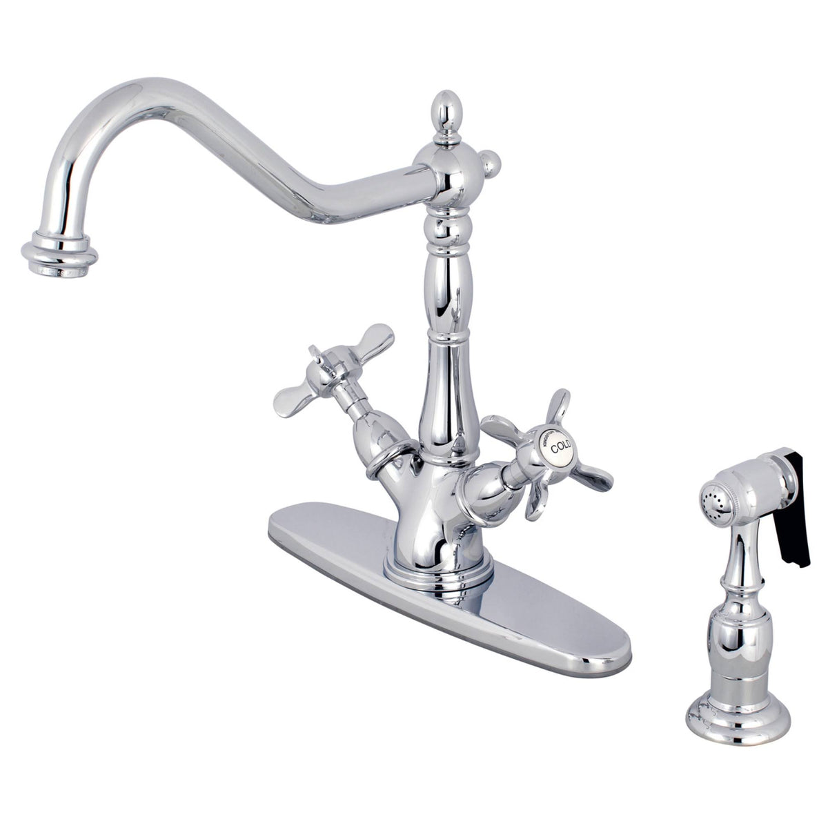 Chrome Deck Mount Kitchen Faucet with Brass Sprayer M860757