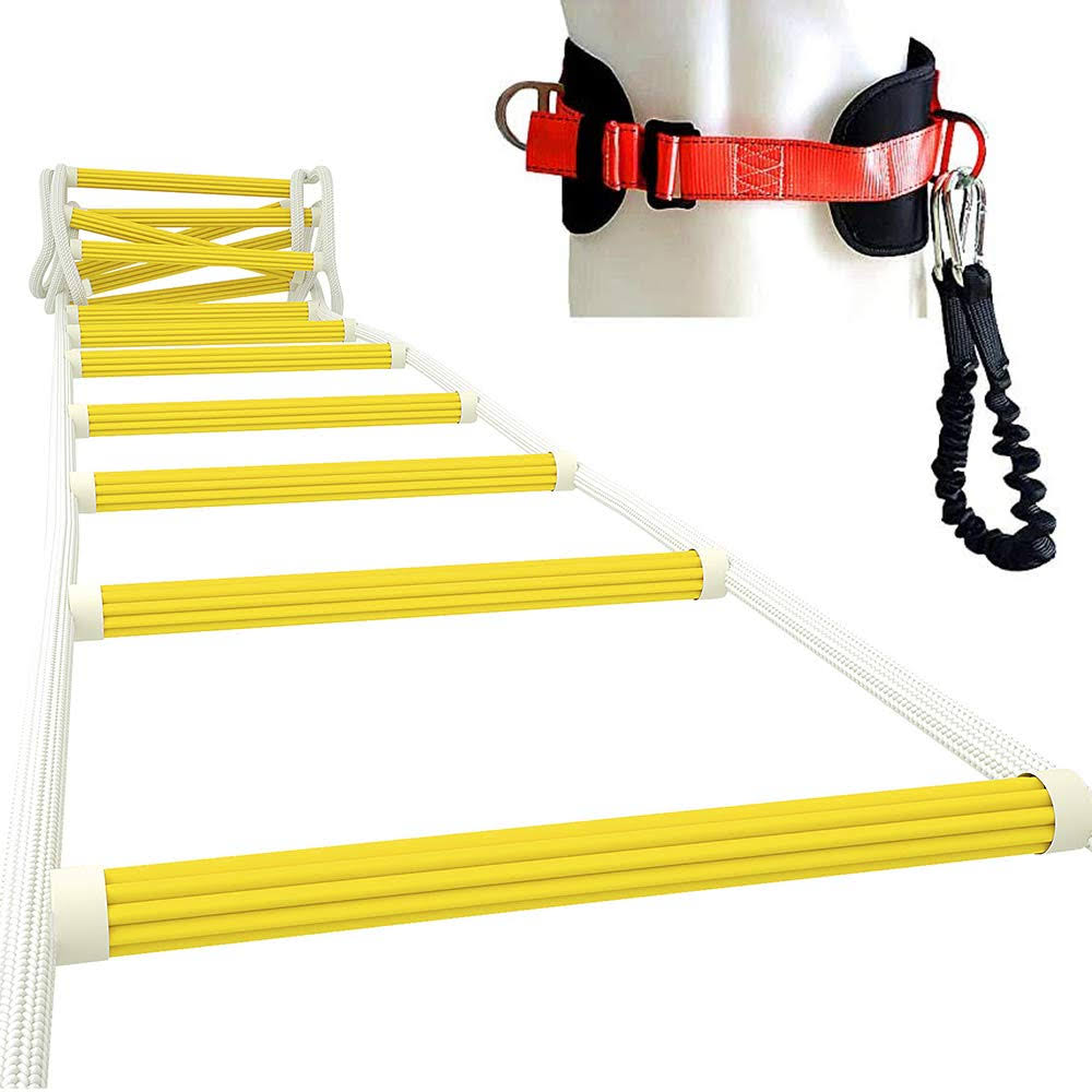 32 ft Flame Resistant Safety Rope Ladder with Safety Cord R914