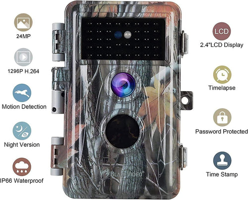 2-Pack Night Vision Trail Cameras 24MP 1296P IP66 Waterproof O2860