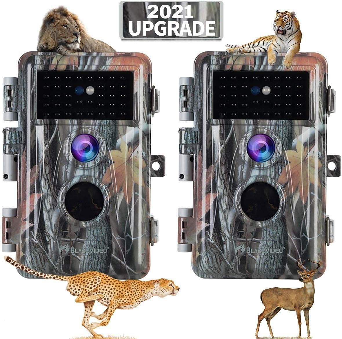 2-Pack Night Vision Trail Cameras 24MP 1296P IP66 Waterproof O2860