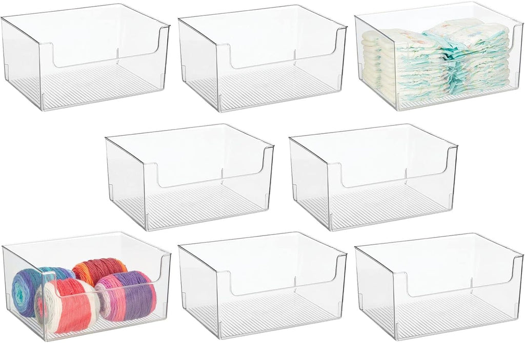 Clear 8 Pack Plastic Open Front Storage Organizer Bin S595242