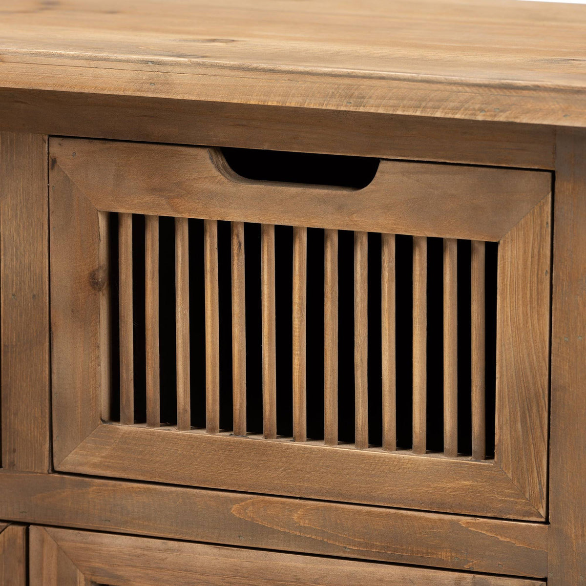 Medium Oak Finished 2-Door 2-Drawer Wood Storage Cabinet K156