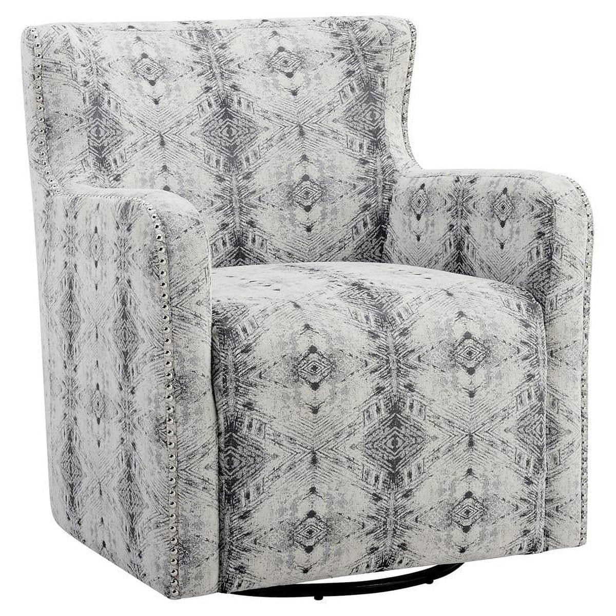 Off White Chenille Swivel Chair T87059