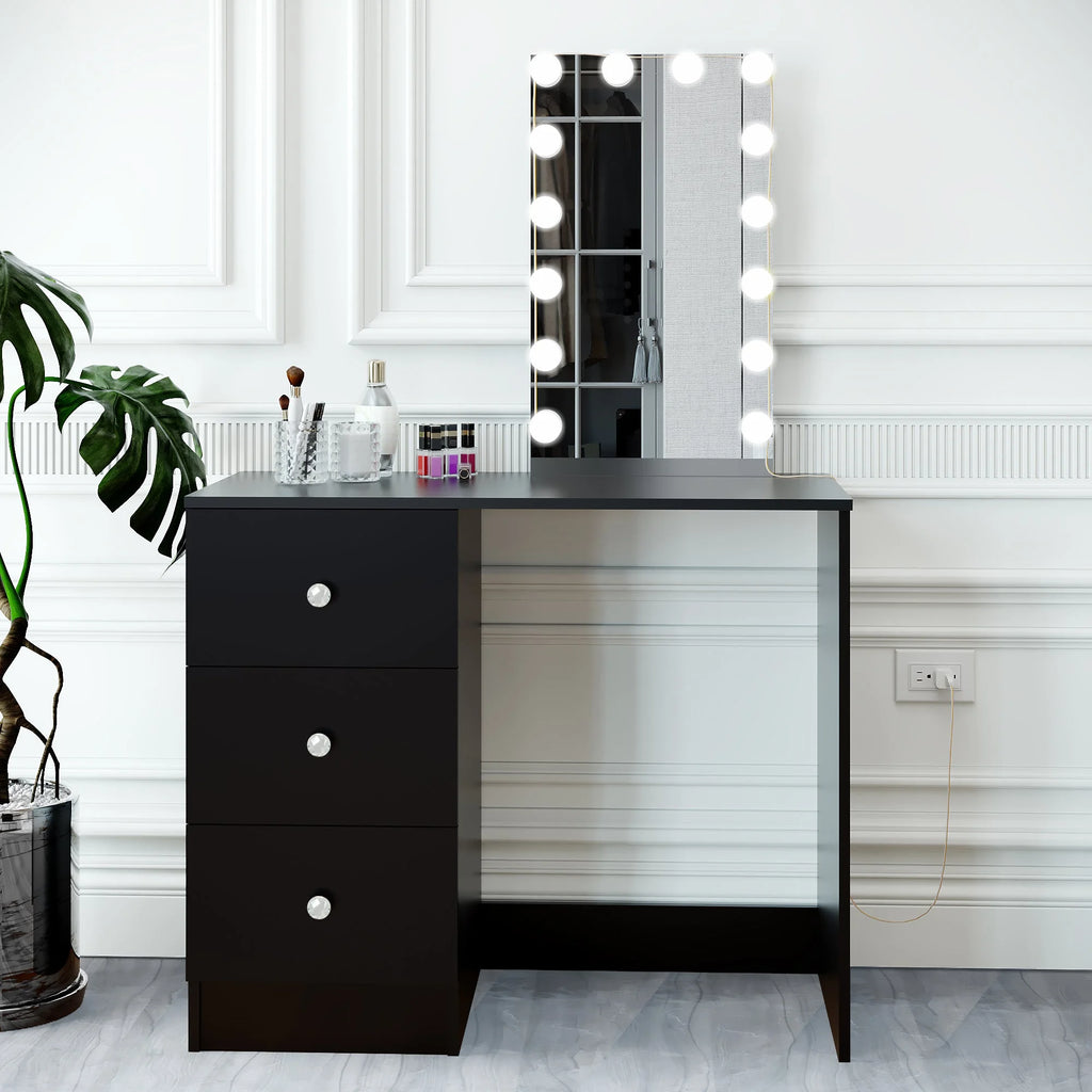 Black Dressing Table with Light Bulbs E250483