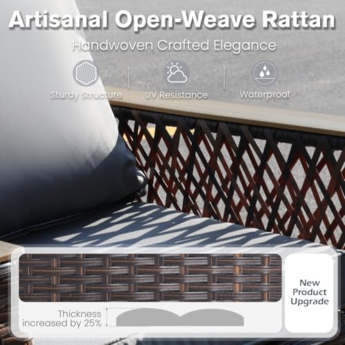 4 Pieces Wicker Patio Furniture Set with Ottomans L641