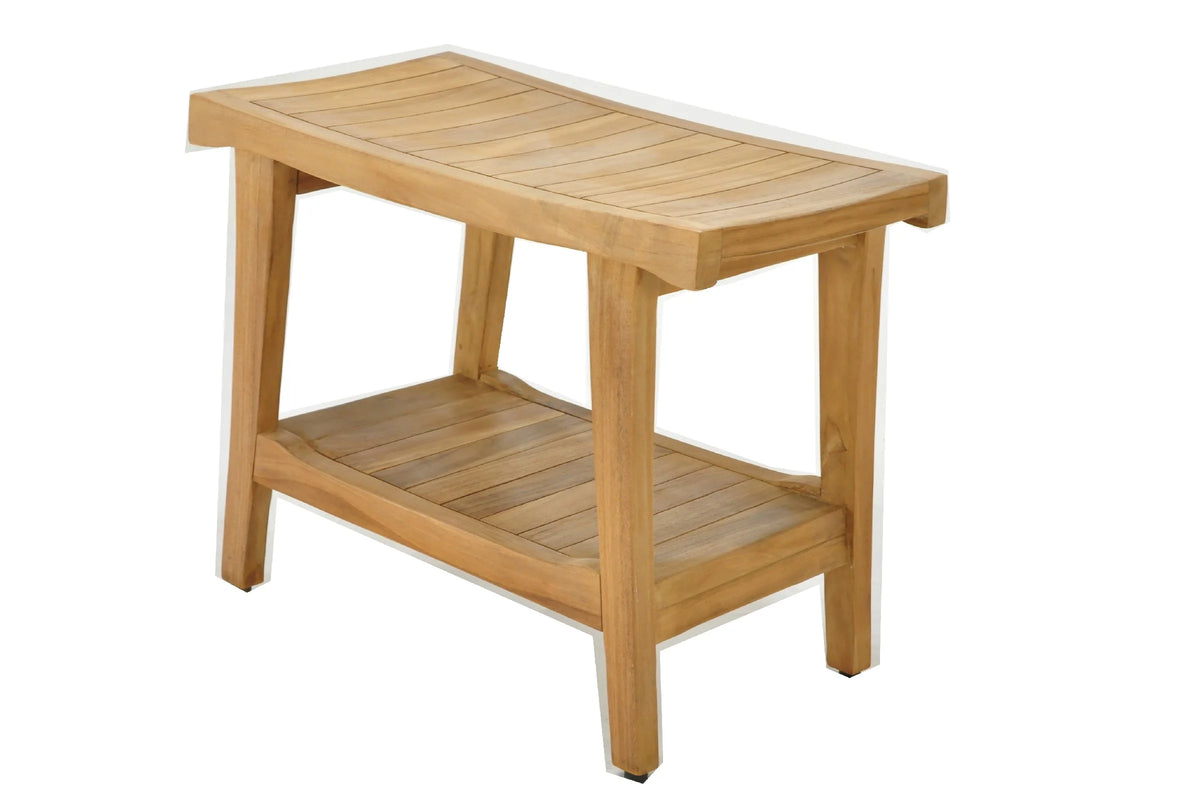Teak Wood Shower Seat 24" Outdoor Bench I86299