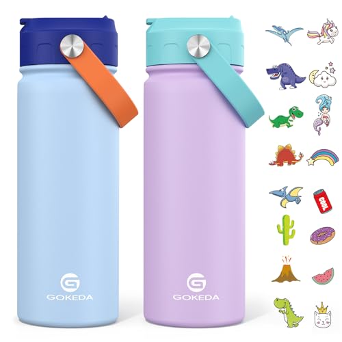 18oz Insulated Stainless Steel Kids Water Bottle with Stickers A5114