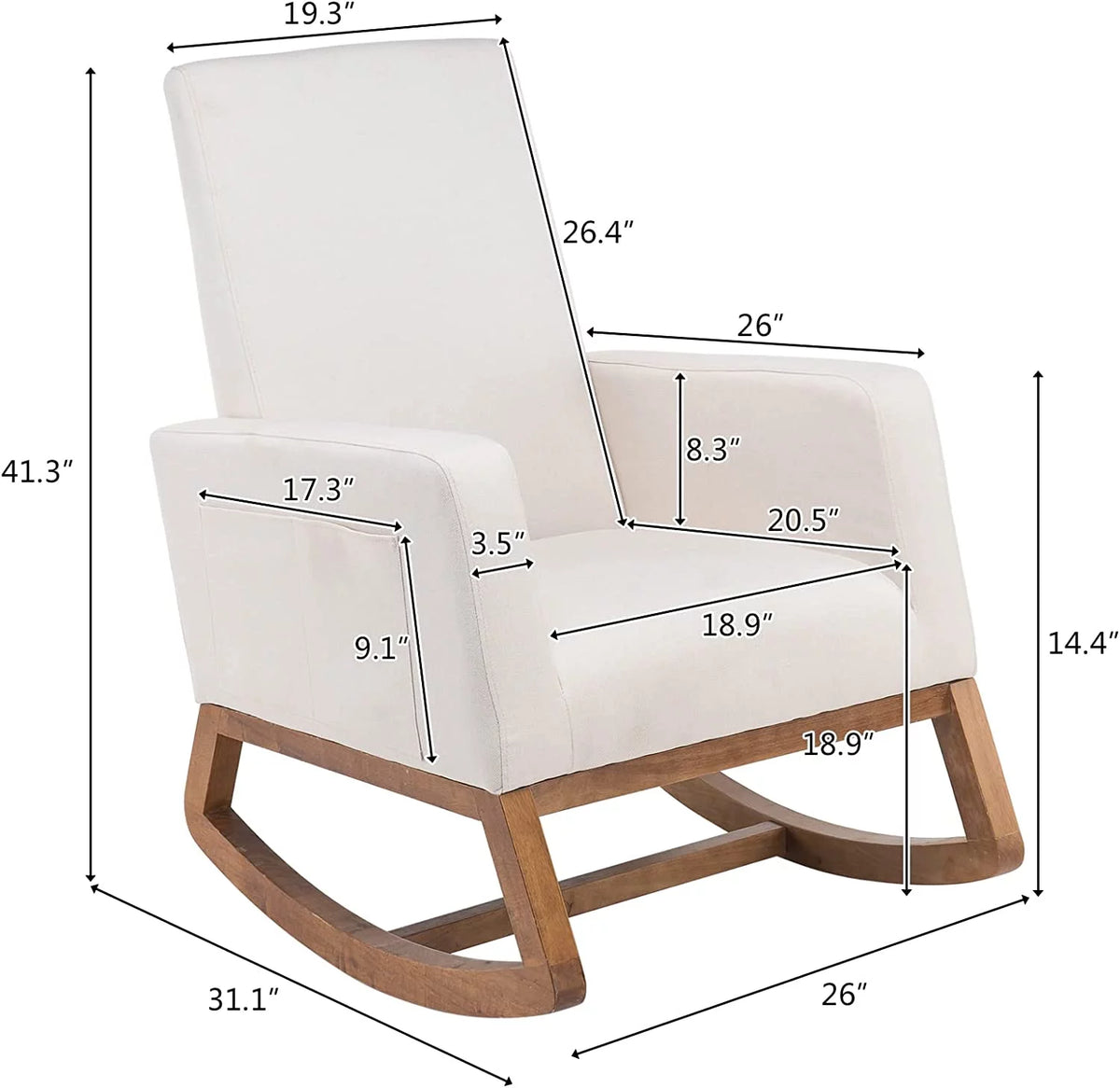 Beige Solid Wood Rocking Chair K9149