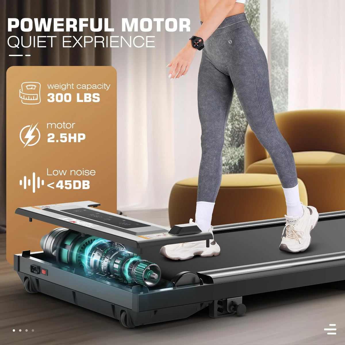 Under Desk Treadmill 2.5HP Walking Pad with Remote Control H87621