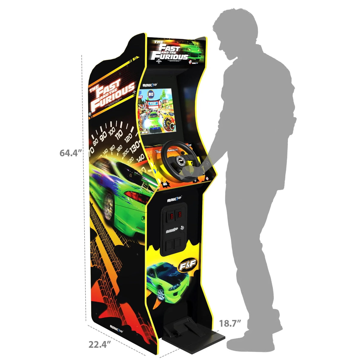 Deluxe Arcade Game with 5-foot-tall Stand-up Cabinet, 2 Classic Games, and 17-inch LCD Screen E446667