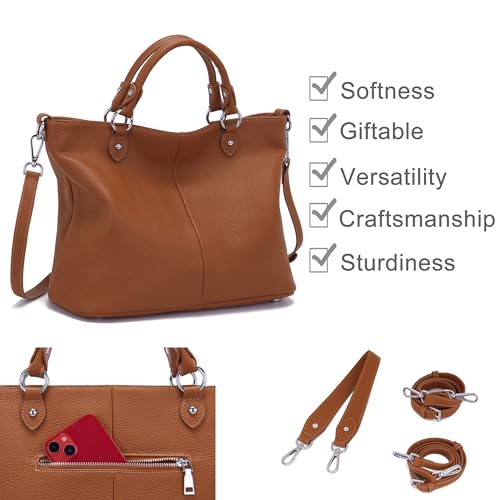 Genuine Leather Brown Tote Purse Handbags P192