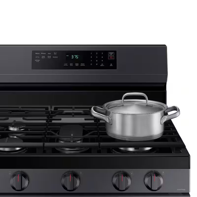 6 cu. ft. Wi-Fi Convection Gas Range with AirFry in Black Stainless Steel O376