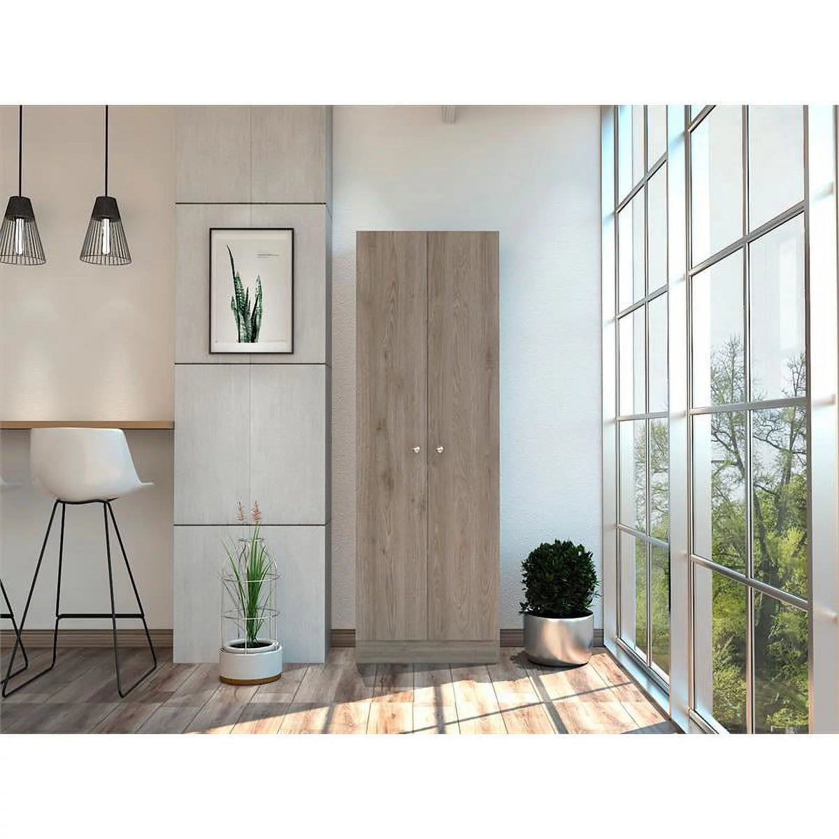 2-Door Engineered Wood Pantry Cabinet in Gray W925