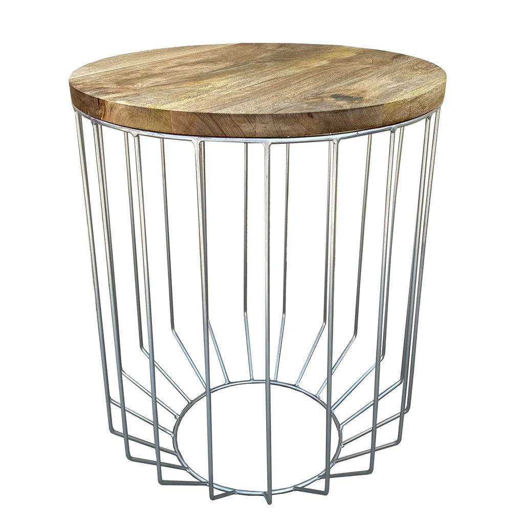 25 Inch Mango Wood Round Side End Accent Table M79746