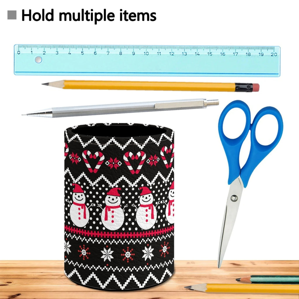 Christmas Pencil Holder Desk Drawer Organizer Leather Pen Container Y71466