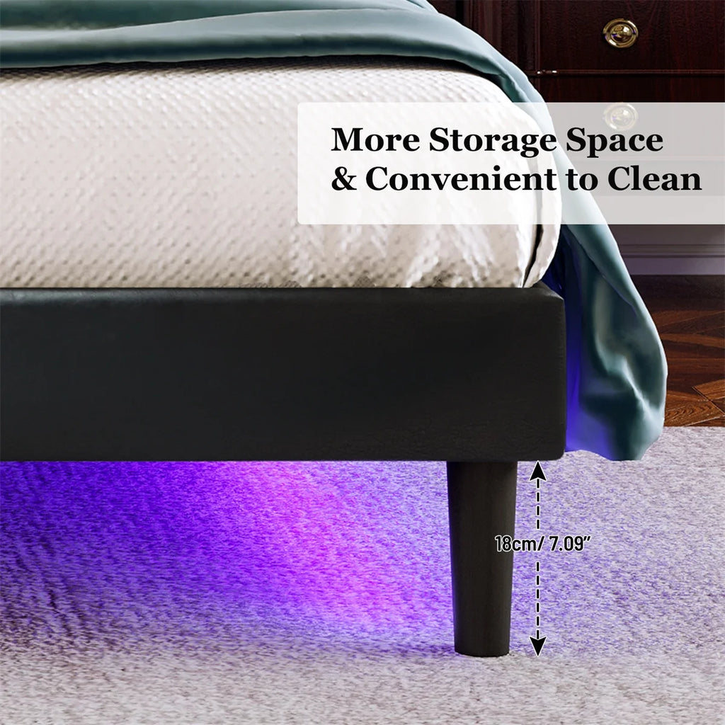 Queen Size Upholstered Bed with Lights E27272