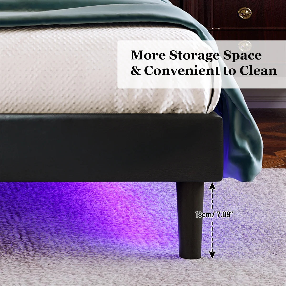 Queen Size Upholstered Bed with Lights E27272