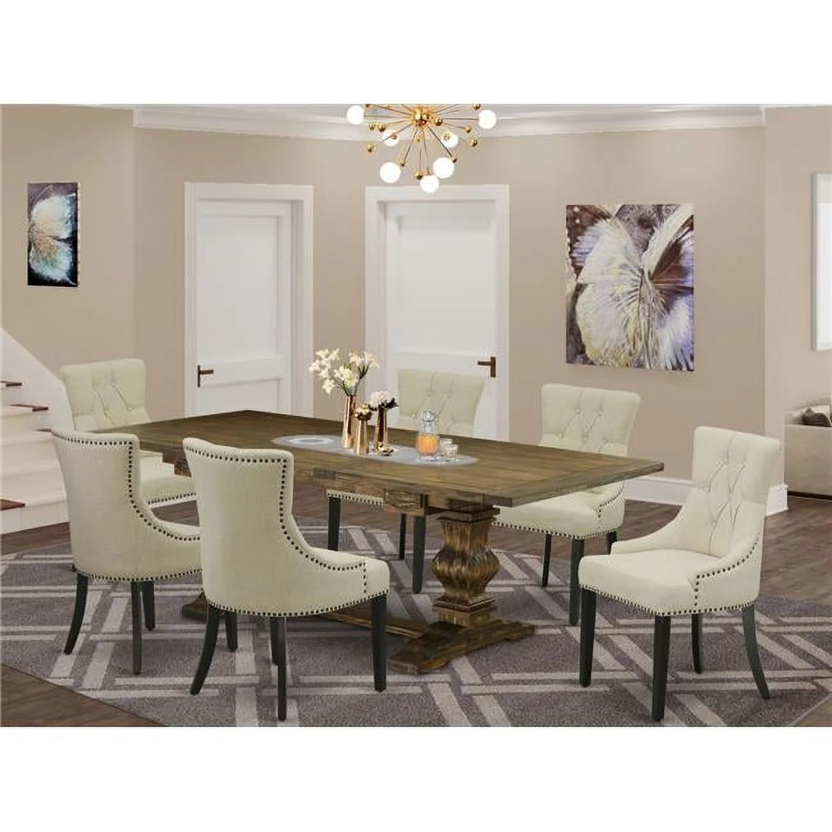 7 Piece Wood Dining Table Set R8552