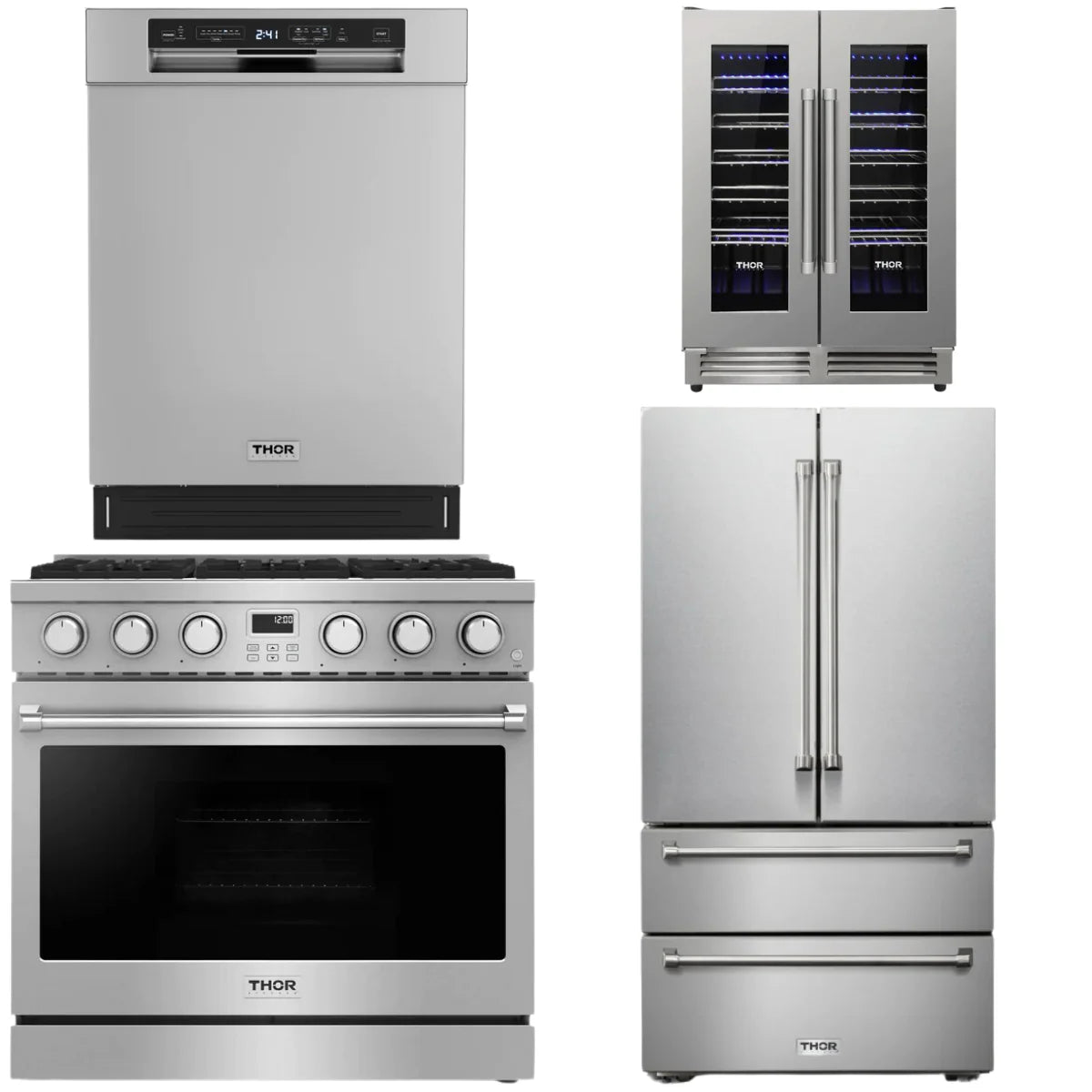 36 Gas Range, Refrigerator, Dishwasher and Wine Cooler O1670