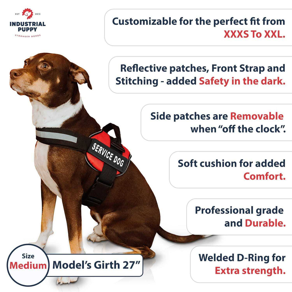 Service Dog Vest with Hook and Loop Straps and Handle M13724