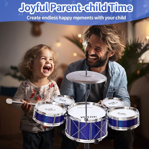 Kids Drum Set with 5 Drums, Stool, Sticks and Cymbal W15246