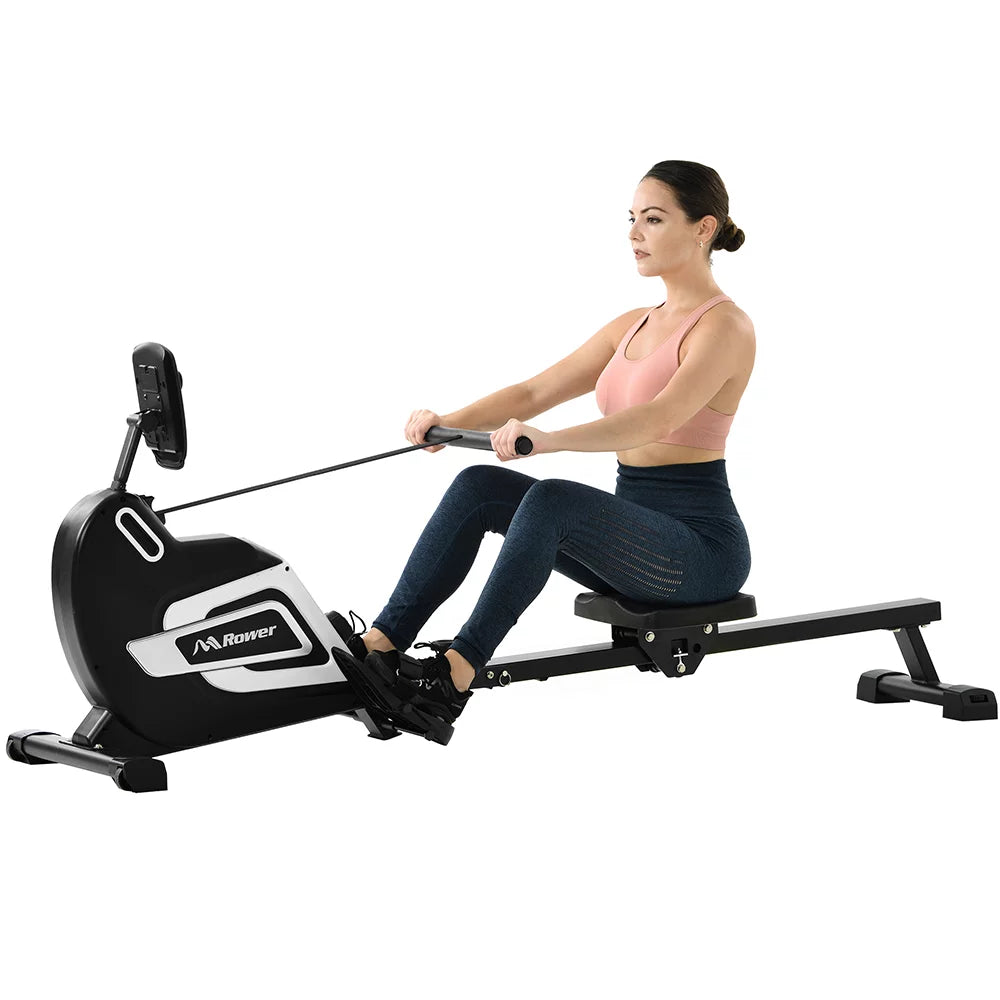Magnetic Rowing Machine Folding 330lb Weight Capacity Silver O27724