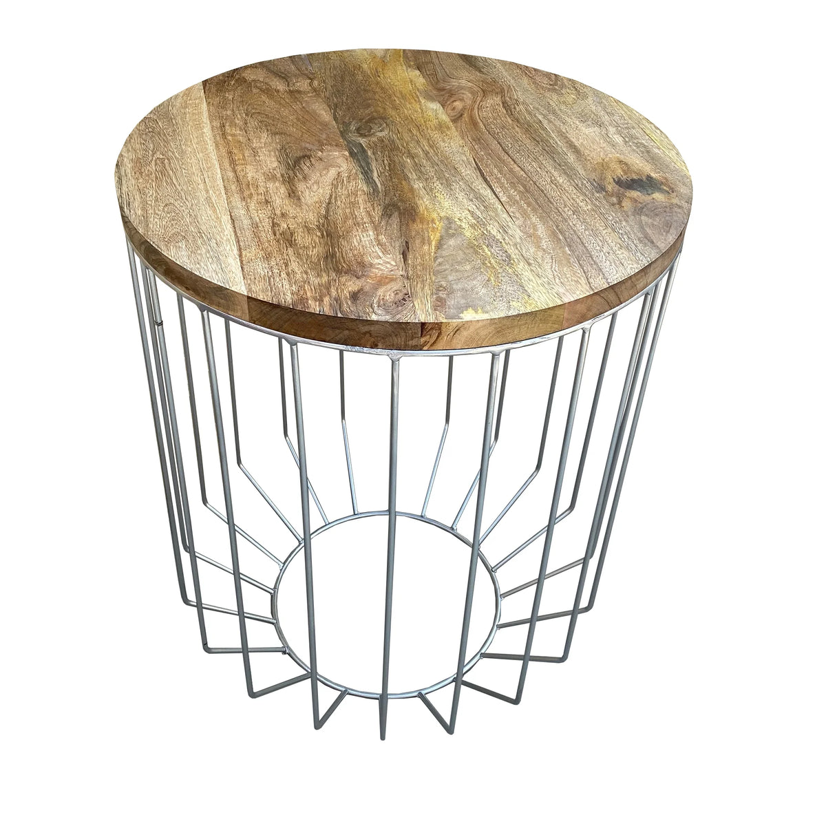 25 Inch Mango Wood Round Side End Accent Table M79746