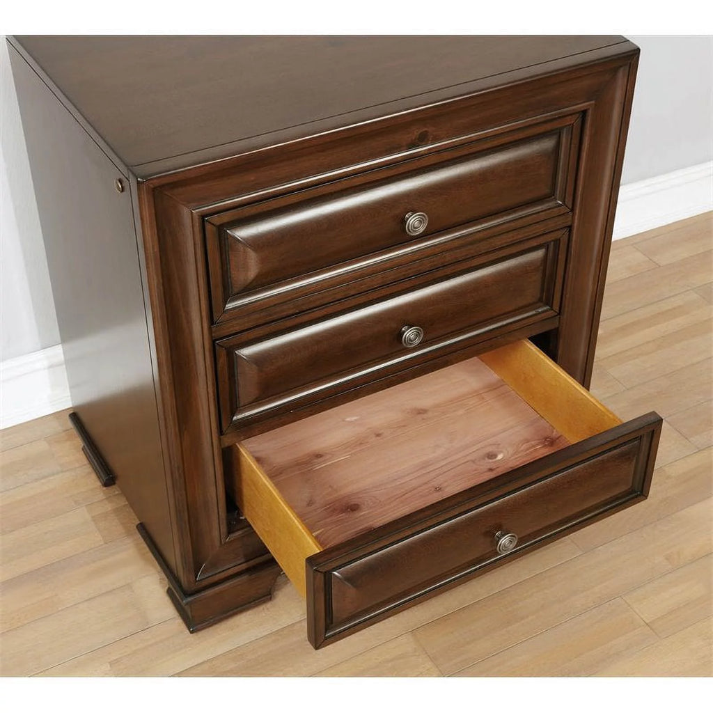 Solid Wood 3-Drawer Nightstand J77987