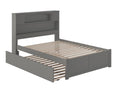 Grey Full Solid Wood Platform Bed with Trundle F7913