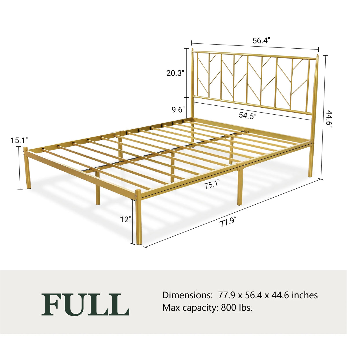 Full Size Gold Metal Platform Bed Frame Y189