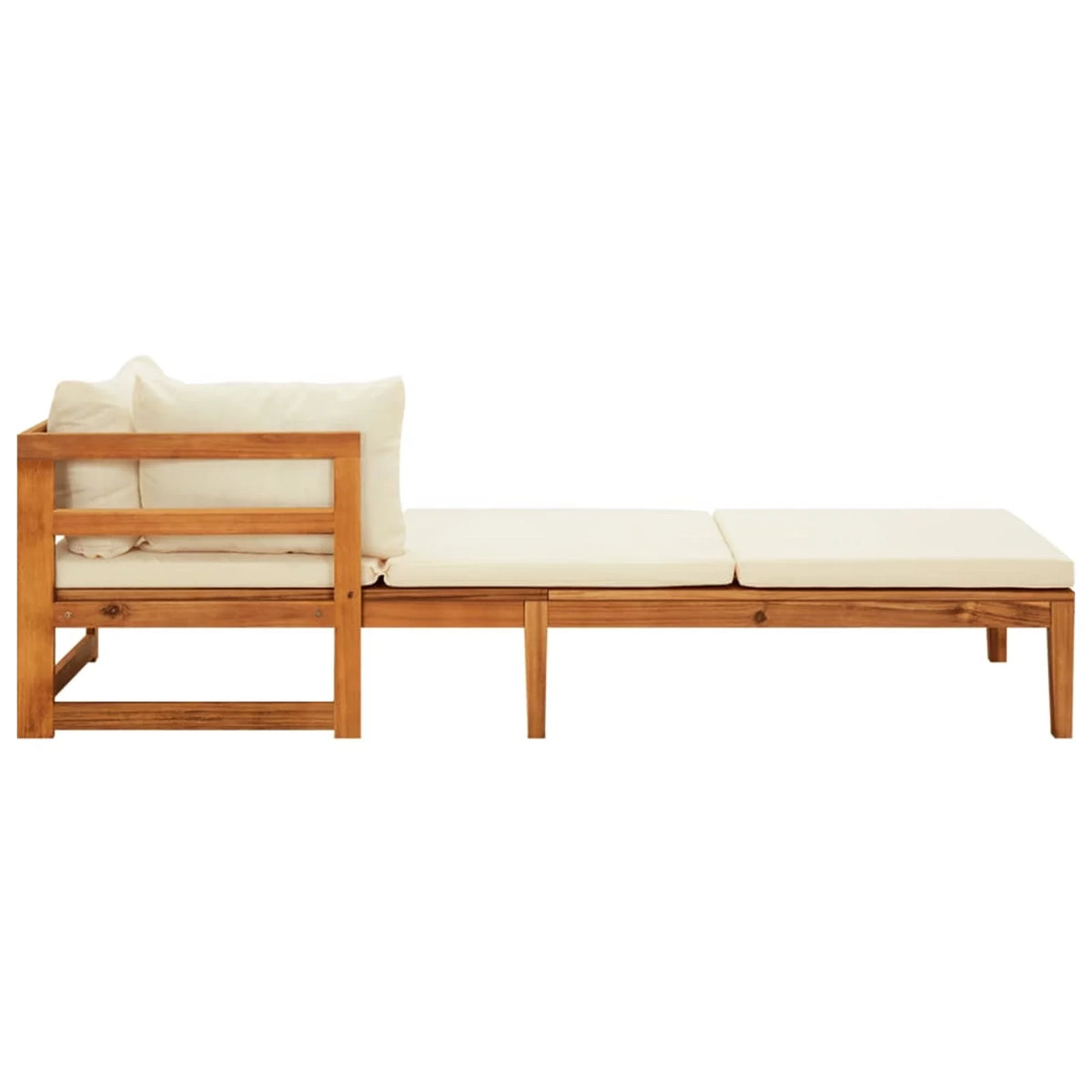 2 Piece Acacia Wood Sun Lounger with Cream White Cushion B22690