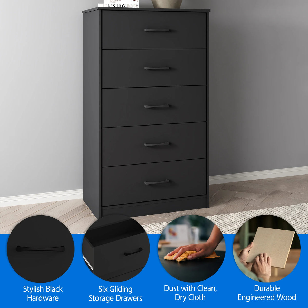White 5 Drawer Dresser K227