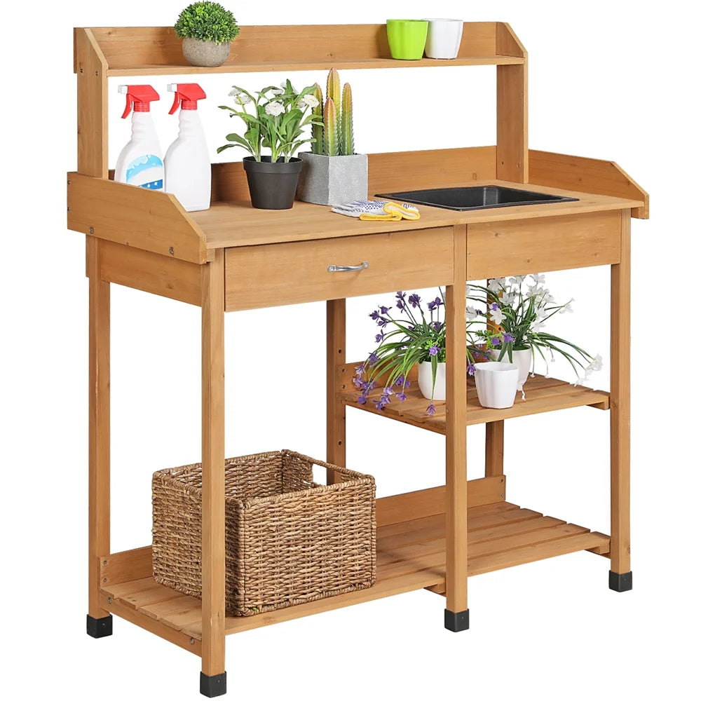 Cedarwood Potting Bench with Sink X387