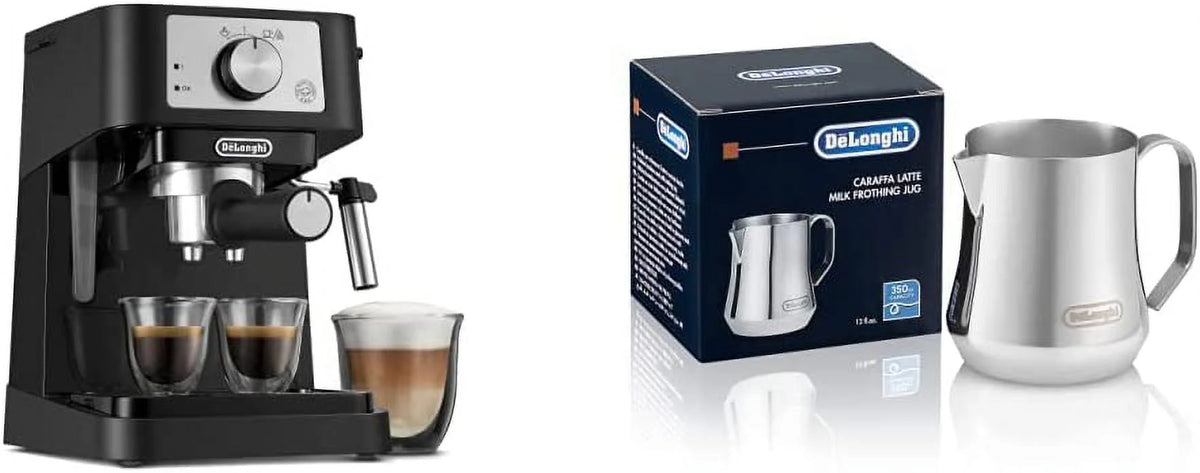 Manual Espresso Machine 15 Bar Milk Frother Black Stainless L155