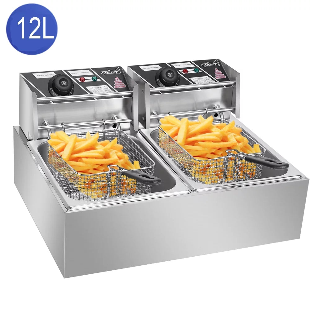 5000W 12 Liter Electric Countertop Deep Fryer Dual Tank K62064
