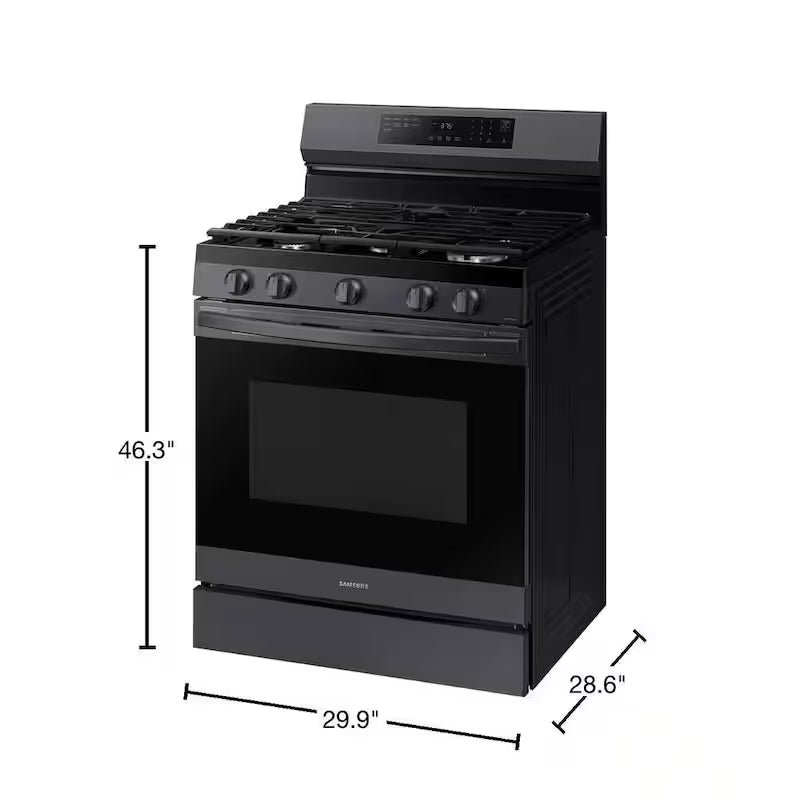 6 cu. ft. Wi-Fi Convection Gas Range with AirFry in Black Stainless Steel O376