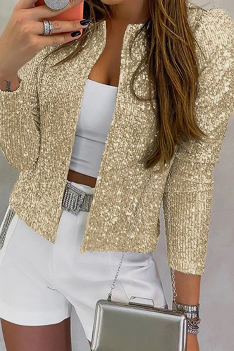 Solid Sequins Patchwork Outerwear X820
