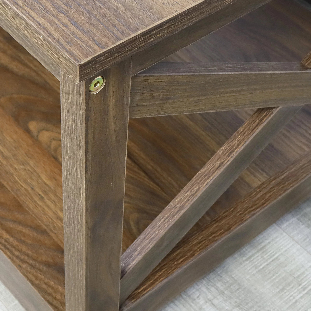 Dark Walnut 2-Tier Wood Coffee Table I967185