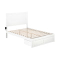 White Wood Full Bed with Foot Drawer J23218