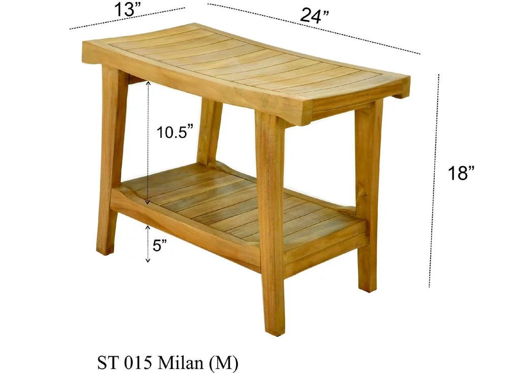 Teak Wood Shower Seat 24" Outdoor Bench I86299