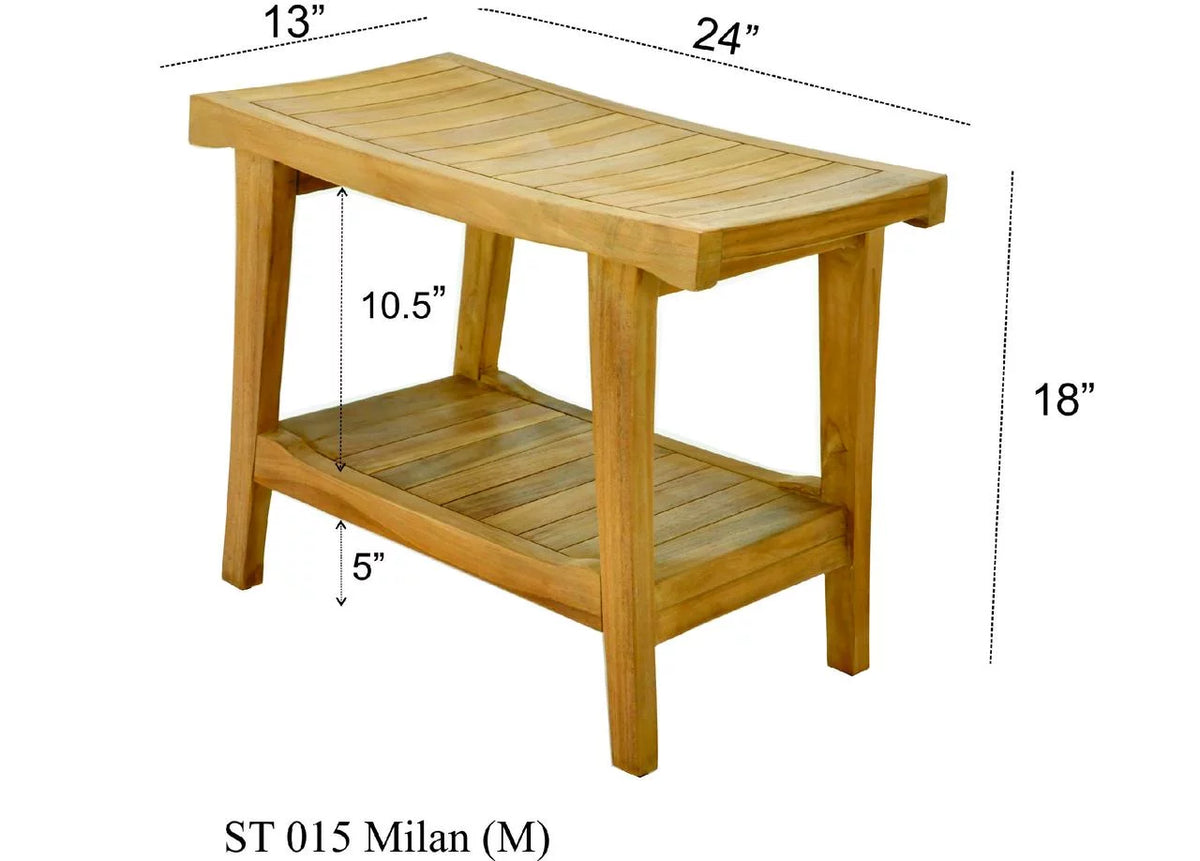 Teak Wood Shower Seat 24" Outdoor Bench I86299
