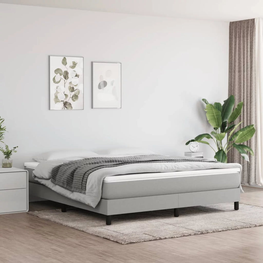 California King Pocket Spring Bed Gray Fabric J7464