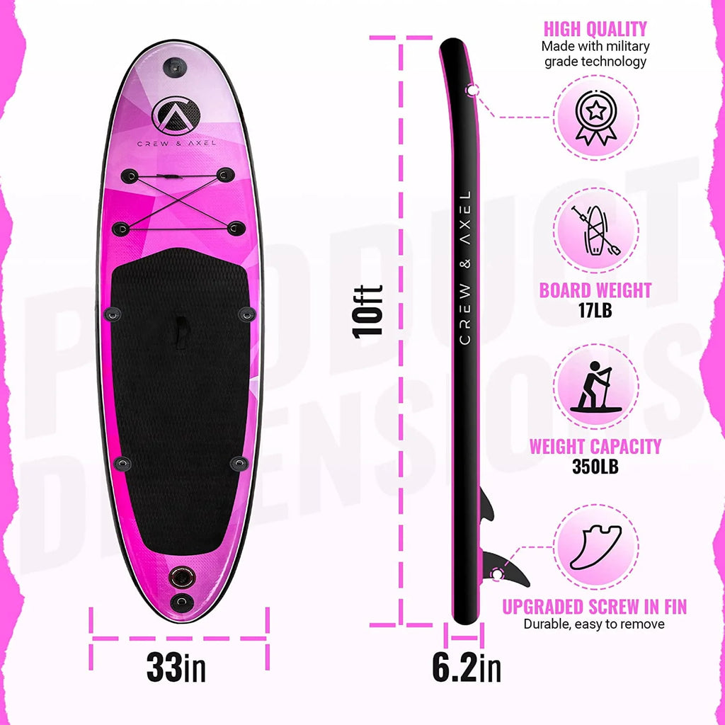 Inflatable Paddle Board SUP Kit with Paddle Pump Bag Pink W206807