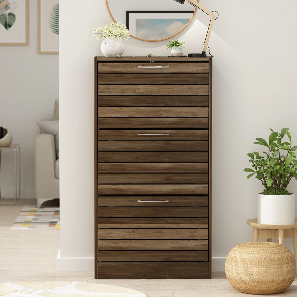 Oak 12-15 Pair Shoe Storage Cabinet X38900